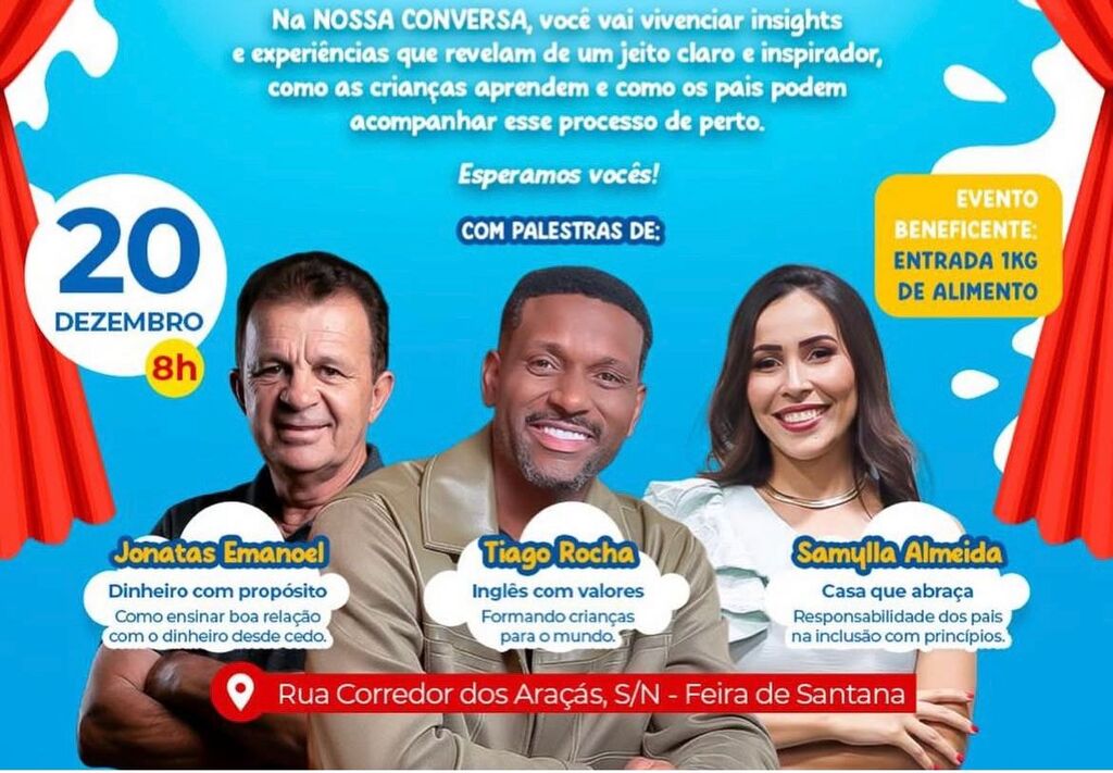 Nossa Conversa acontece neste sábado (20),  em Feira de Santana, com foco em inglês, inclusão social e valores familiares